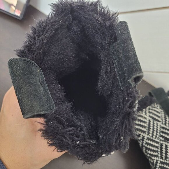 Sorel Youth Boy's Suede Winter Boots Size 4 Faux Fur Lined Check Pattern JPT - Picture 8 of 10